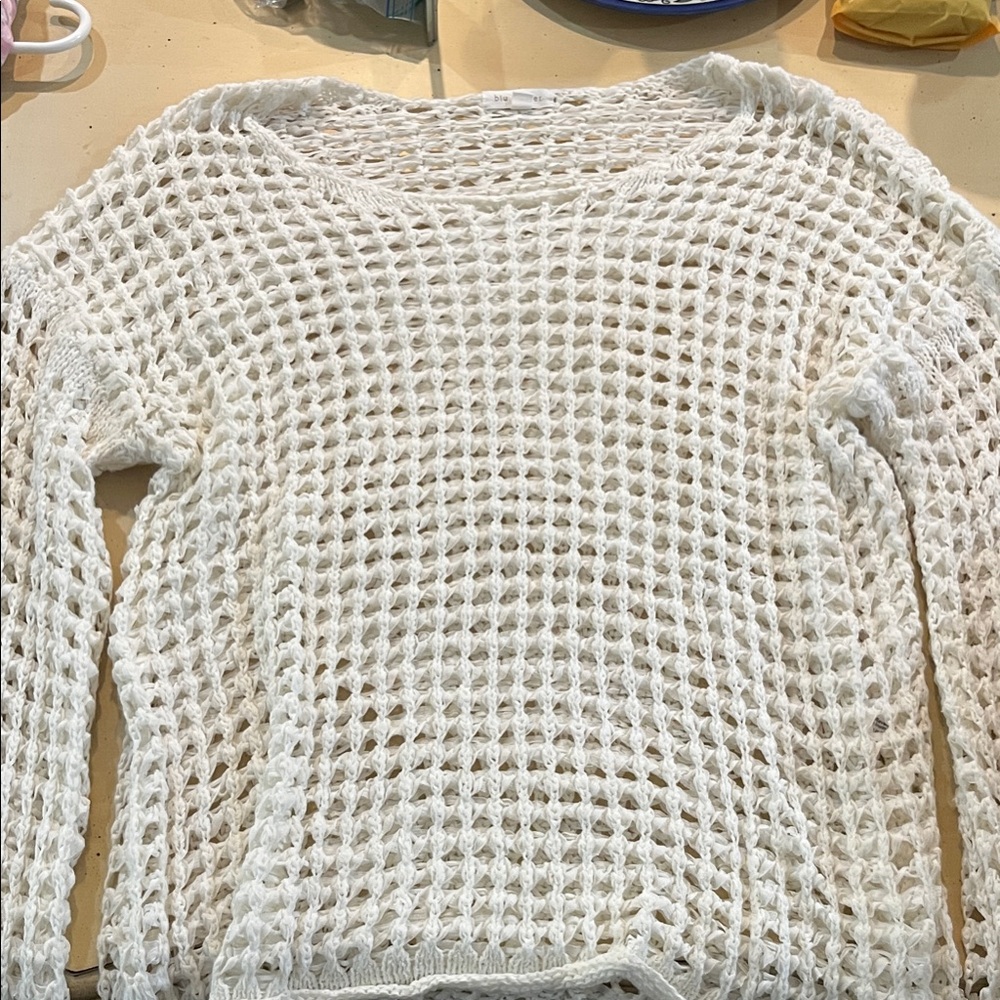 Blu Pepper Cream Open-Knit Sweater